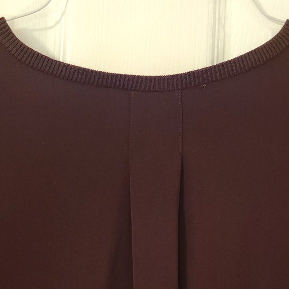 Maroon Burgundy Knit, Crepe Deep V-neck Dress ~ Size Large - Picture 4 of 5